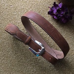 Brown Leather Men’s Belt with Silver Buckle